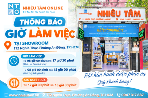 THÔNG BÁO THỜI GIAN LÀM VIỆC TẠI SHOWROOM NHIÊU TÂM ONLINE
