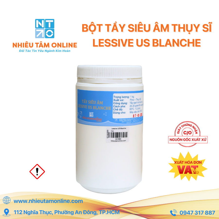 Bột Tẩy Siêu Âm Thụy Sĩ - Lessive US Blanche