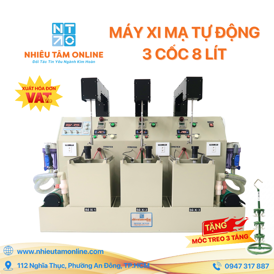 Máy Xi Mạ Tự Động 3 Cốc 8 Lít