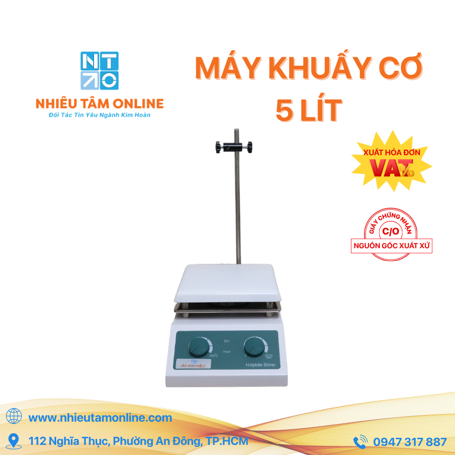 Máy Khuấy Từ Nhiệt Độ Cao 5 Lít - Chỉnh Cơ
