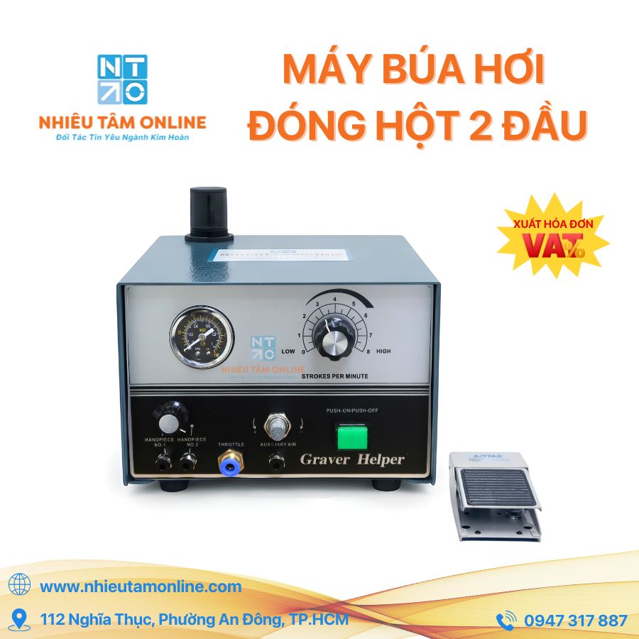 Máy búa hơi đóng hột 2 đầu