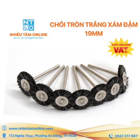 Chổi Tròn Trắng Xám Đậm 19mm
